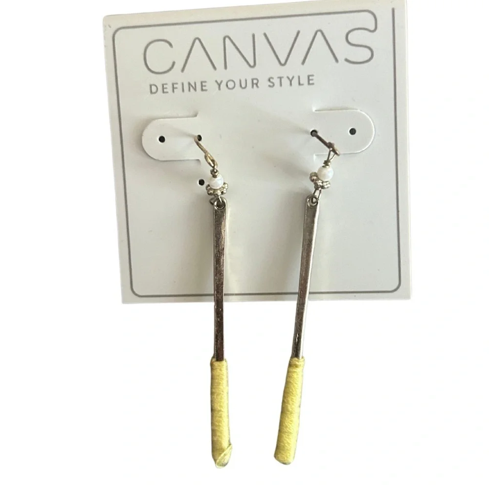 Canvas Jewelry New Silver and Yellow Earrings‎